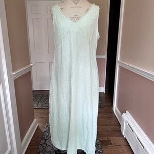 Laura Ashley Vintage Sage Green Linen Blend Maxi Dress - Size 14